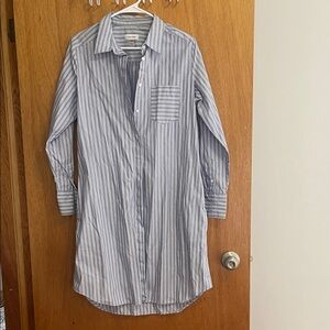 Calvin Klein Blue and White Striped Button Down Shirt